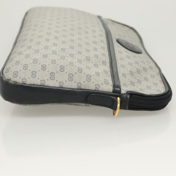 GUCCI Micro GG Supreme Shoulder Bag PVC Navy Gold - Picture 8 of 15